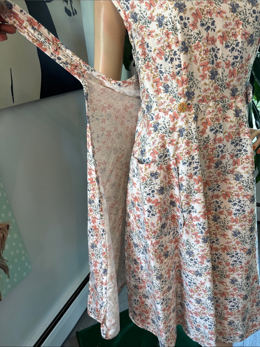 Vintage Floral Cotton Back Wrap Midi Dress - Picture 6 of 16